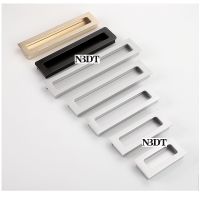 Brushed Brass Black Aluminum White Recessed Flush Barn Sliding Door Finger Pull Furniture Closet Cabinet Drawer Pull