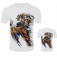 【คลังสินค้าพร้อม】อะนิเมะการ์ตูน Z Super Saiyan Goku อะนิเมะฤดูร้อน3D การพิมพ์เสื้อยืดตลกเสื้อผู้ชายเด็กการ์ตูนเสื้อยืดลำลอง