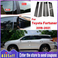 รายละเอียดสินค้าคุณภาพสูง8 Pcs Glossy Black Car Door Window Center BC Pillar Post Stickers Trim External Decoration Films Auto Accessories For Toyota Fortuner 2016 2017 2018 2019 2020 2021