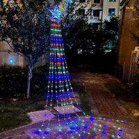 ZZOOI Outdoor 8 Modes LED Christmas Garland Fairy Lights Waterproof 270led Stars Waterfall String Lights for Party Wedding Patio Decor