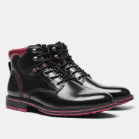 Red bottom Men Boots Fashion Patent leather Men Ankle Boots