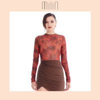 [MILIN] Long sleeves sheer printed mesh top เสื้อแขนยาวผ้าตาข่ายโปร่งพิมพ์ลายเกษรดอกไม้ / Birch Top