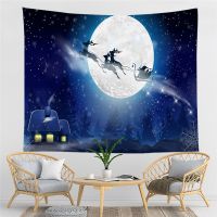 Merry Christmas Tapestry Colorful Reindeer Tapestry Wall Hanging Tapestries for Home Dorm Fantasy Decor