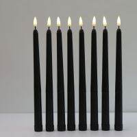 8 Pieces Black Flameless Flickering Light Battery Operated LED Christmas Votive Candles28 cm Long Fake Candlesticks For Wedding