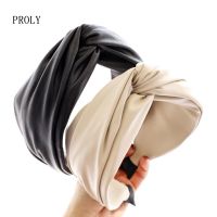 【CW】 PROLY New Classic Hairband Wide Side Leather Headband Color Turban Adult Top Headwear Hair Accessories