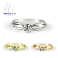 Finejewelthai-แหวนเพชร-แหวนเงิน-เพชรสังเคราะห์-เงินแท้925-แหวนหมั้น-แหวนแต่งงาน-R1233cz (ราคาต่อวง เลือกสีตัวเรือนได้)
