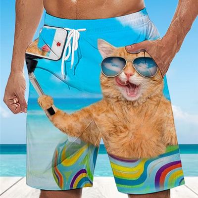 Funny Cat Swim 3D Printed Shorts Summer Holiday Men Women Casual Swimming Surffing Beach Pants Boy Girl Kids Kawaii Cats Shorts