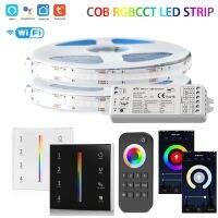 WT5 5in1 Tuya Wifi LED Controller DC24V COB RGBCCT LED Strip Light 6Pin 840leds/m 2.4G RF Remote Switch Smart for Alexa Google