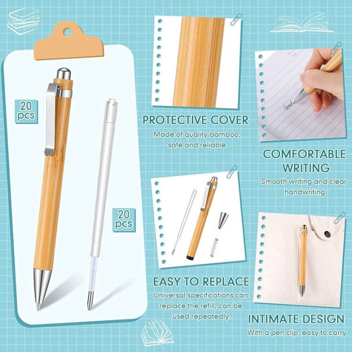 60-pcs-bamboo-retractable-ballpoint-pen-and-60-pcs-extra-refills-black-ink-1-mm-bamboo-pen-retractable-wooden-pens