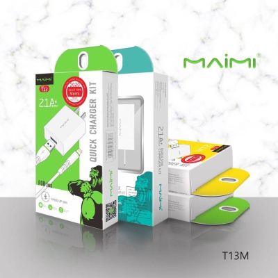 (ยก กล่อง ราคาส่ง มี40ชิ้น) Maimi T13 หัวชาร์จ พร้อมสายชาร์จ 2.1Aชาร์จเร็ว ชาร์จมือถือ​ Android​ Ios Type-C สายยาว1เมตร(แท้100%)