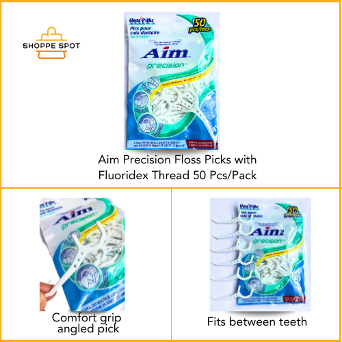 Aim Precision Floss Picks 50 pcs Nylon Thread & Slippery Dental Tape