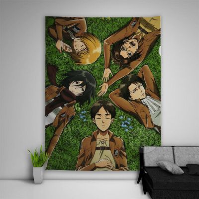 ☃ Attack On Titan Tapestry Wall Hanging Anime Manga Tapestry Aesthetic Room Decorative Tapestries Cloth Teen Bedroom Decoration