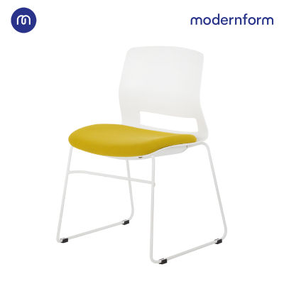 Modernform เก้าอี้สัมมนา เก้าอี้อเนกประสงค์ รุ่น  ESN ขาU สีขาว เฟรมพลาสติกสีขาว เบาะหุ้มผ้าสีเขียว