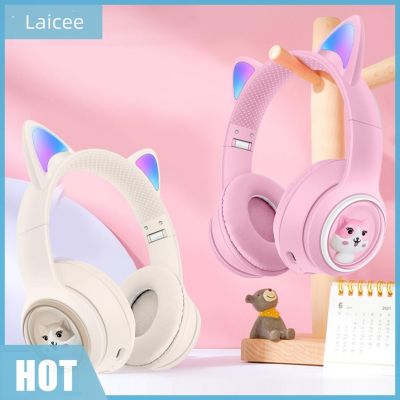 [Laicee.th] หูฟังบลูทูธ 5.3 EDR รูปหูแมวน่ารัก มีไฟ RGB