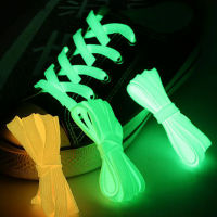 120ซม.47.24in Luminous Shoelaces แบน Laces รองเท้าผ้าใบรองเท้า Laces Glow In The Dark Night สีเรืองแสง Shoestrings