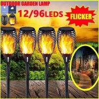 12/96 LEDs Solar Flame Lights Flickering Light for Garden