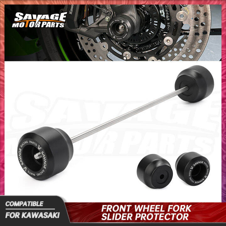 Motorcycle Engine Crash Protectors For Kawasaki ZX4R, ZX-25R - Aluminum Frame Sliders (Black)