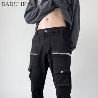 DaDuHey Mens and Womens American-Style Retro Multi-Pocket Straight Casual Pants High Street Fashion All-Match Slim JeansTH