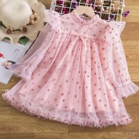 NNJXD Autumn Baby Girl Dresses Long Sleeve Polka Dot Girl Dress Children Casual Princess Dress