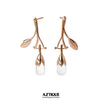 Aztique ต่างหูเงินแท้ ต่างหู หยดน้ำค้าง Morning Dew พลอยควอตซ์ใส Clear Quartz  Earrings Jewelry Gifts md