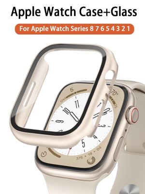 Glass+Cover For Apple Watch case 8 7 6 SE 5 3 iWatch Accessorie Screen Protector Apple watch serie 45mm 41mm 44mm 40mm 42mm 38mm Tapestries Hangings