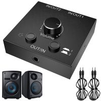 Portable 2 Way 3.5mm Stereo Audio Switcher For Two Way Audio Switch Splitter Box 2 In 1 Out Adapter With Mute Button