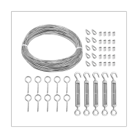 1Set Heavy Turnbuckle Cable Railing Kit 115Ft Wire Rope Hook and Eye Turnbuckle Kit Silver