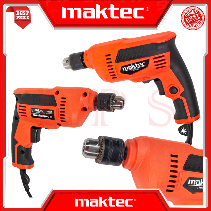 maktec-electric-drill-angle-grinder-ชุดสว่านพร้อมเครื่องเจียร-สว่านไฟฟ้า-เครื่องเจียรไฟฟ้า-ลูกหมู-สว่าน-set2-รุ่น-607-สีแดง-งานไต้หวัน-aaa-การันตี