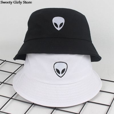 [hot]Black White Solid Alien Bucket Hat Unisex Fashion Caps Hip Hop Gorros Men Women Summer Panama Cap Beach Sun Fishing Hats Cotton