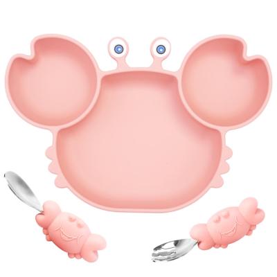 Qshare Baby Silicone Dishes Childrens Tableware Plate Baby Non-slip Feeding Bowl BPA Free Kids Dinner Plate Baby Accessories