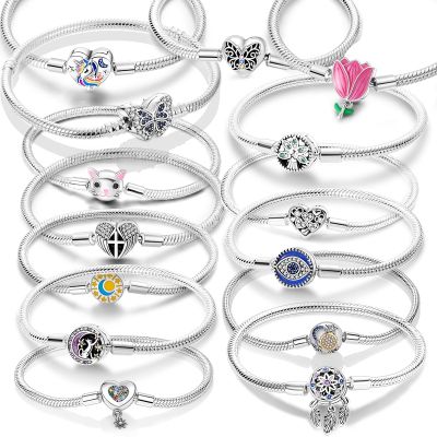 Fit Original Bracelet Heart Butterfly Family Life Tree Bracelets 925 Silver DIY Charms Beads Fashion Women Bracelet Jewelry