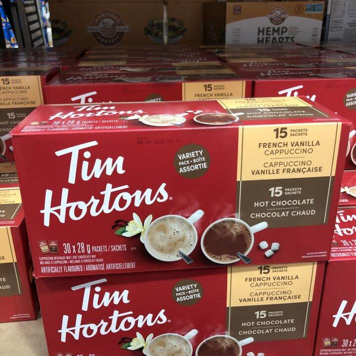 Spot Canadian Tim Hortons instant coffee hot chocolate cocoa powder