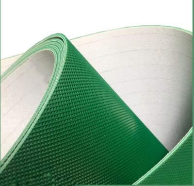 สายพานลำเลียงพีวีซีลายตารางสี่เหลี่ยมลายเพชรสีเขียวสามารถ Customized-2000x100x2mm การเชื่อมต่อแบบไร้รอยได้อย่างอิสระ