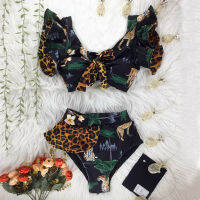 2020 New Bikini Floral Ruffled Bikini Set Women V-neck High Waist Two Piece Swimsuit Girl Beach Bathing Suit Swimwear Biquinis