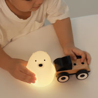 LED Night Lamp Kawaii Night Light Cute Bear Touch Sensor Cat Silicone Animal Lights Lantern Bedside Bedroom Gift Decoration Lamp