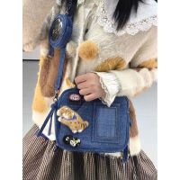 2023 New Fashion version ins Korean version casual mini denim bag female Japanese literature and art shopping all-match handbag canvas pain bag trendy