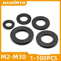 JUIDINTO 1-100pcs Black Flat Washer Carbon Steel M2-M30 Plain Washers for Bolts Screws GB98