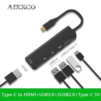 Clearaixxco USB ฮับ Type C เป็น HDMI USB USB หลากหลายอะแดปเตอร์3.0 PD USB-C ศูนย์กลางสำหรับ MacBook Pro Air Dock USBC Type-C ฮับตัวแยก Hab