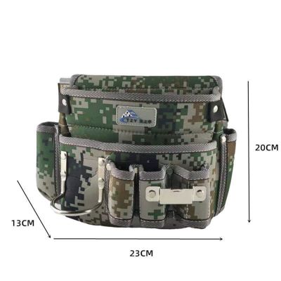 กระเป๋ากระเป๋าเครื่องมืออเนกประสงค์ผ้าอ๊อกซ์ฟอร์ดพร้อมเข็มขัดสำหรับงานซ่อมกระเป๋าเครื่องมือคาดเอว