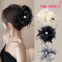 Large Feather Hair Clamp Grab Hair Clip Senior Pearl Flower Hair Claw Hair Accessories