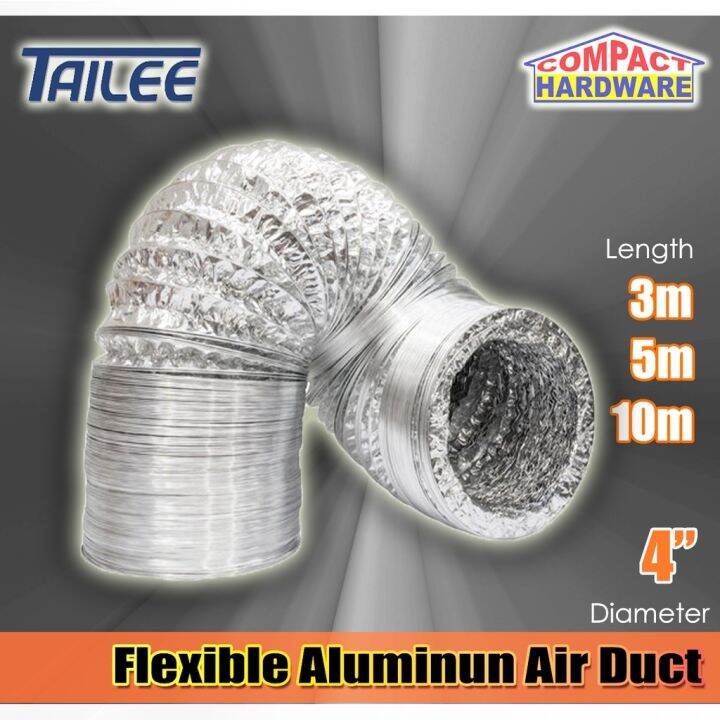 【COD】lqtqvx9695988 Flexible Aluminum Air Duct 4 Hose Ducting 3m 5m 10