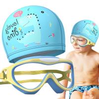 Swimming Goggles Caps Set Swim Goggles And Cute Swim Caps Clear View Anti-Fog Leak Proof For Kids Children Boys And Girls Goggles