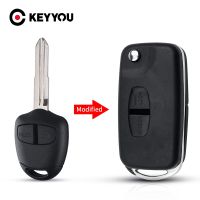 [More Suitable] KEYYOU Modified Folding Car Key Case สำหรับ Mitsubishi Pajero Sport Outlander Grandis LANCER EX ASX ใบมีดขวา2ปุ่ม