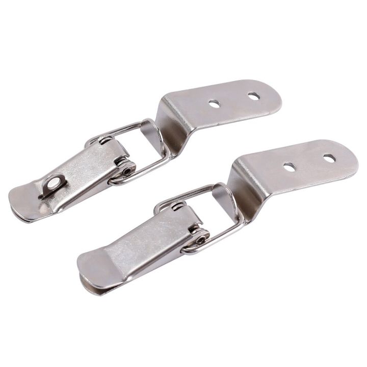 hot-k-4pcs-เป็ดปาก-buckle-hook-hasp-90องศาสปริงสเตนเลสสลักเกี่ยว-clasp-clamp-คลิปสร้อยเงิน-latch-จับแน่น