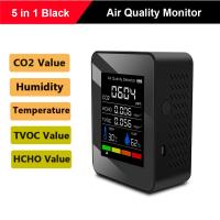 HCHO TVOC เครื่องวัด CO2 PM10 1 ~ 5ชิ้นเครื่องวัดความชื้นและอุณหภูมิดิจิทัลแอลซีดีตัวตรวจจับคาร์บอนไดออกไซด์เครื่องมือตรวจสอบหน้าจอที่มีคุณภาพอากาศ