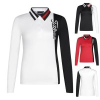 Titleist Honma G4 XXIO UTAA PXG1✤✳﹉  New Arrival Golf Apparel Clothes Womens Long Sleeve Black and White Casual Slim Slim Mid-length Top