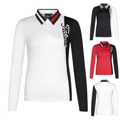 Malbon XXIO PING1 PEARLY GATES  FootJoy Mizuno✖  New Arrival Golf Apparel Clothes Womens Long Sleeve Black and White Casual Slim Slim Mid-length Top
