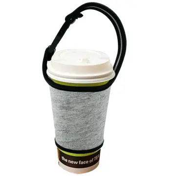 Cup Sleeves for Cold Drinks - Insulated Reusable Hot Beverage Cup Sleeve  with Strap for Coffee Cups, Portable Cup Holder Cup Carrier for Travel