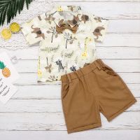 COD SDFGERTYTRRT Baby Boys Short Sleeve Animal Print T-shirt Shorts Casual Sets Kids Clothes Outfit 0-4 Years