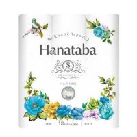 Hanataba ทิชชู่กระดาษชำระญี่ปุ่น แกนดับกลิ่น ละลายน้ำได้ หนา1ชั้น 50เมตร 18ม้วน